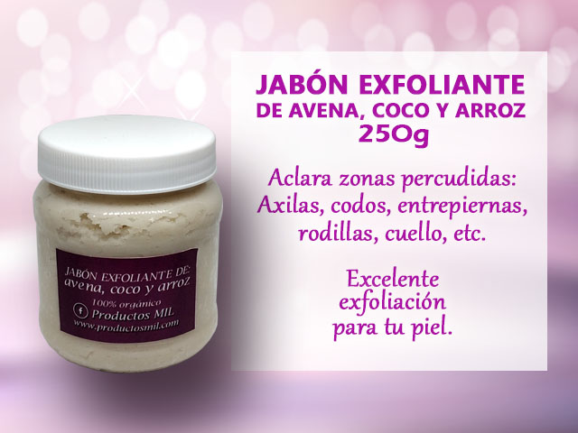 Jabón exfoliante de avena coco y arroz